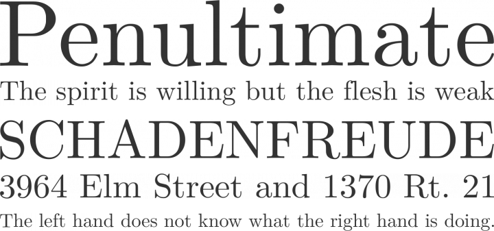 Latin Modern Roman Font Phrases