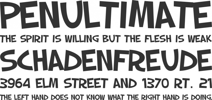 Slapstick Comic Font Phrases