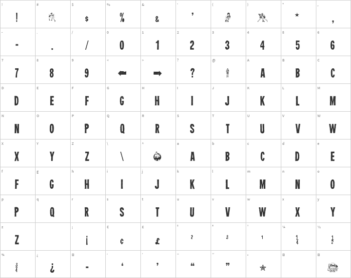 Heavyweight Glyph Map