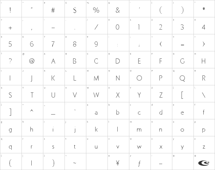 COM4t Fine Regular Glyph Map