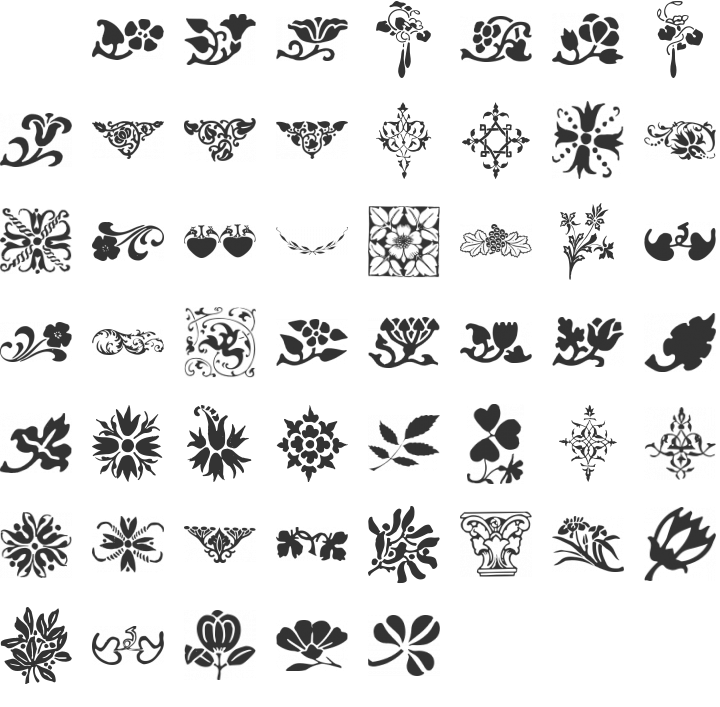 Printers Ornaments One Dingbat Font Specimen
