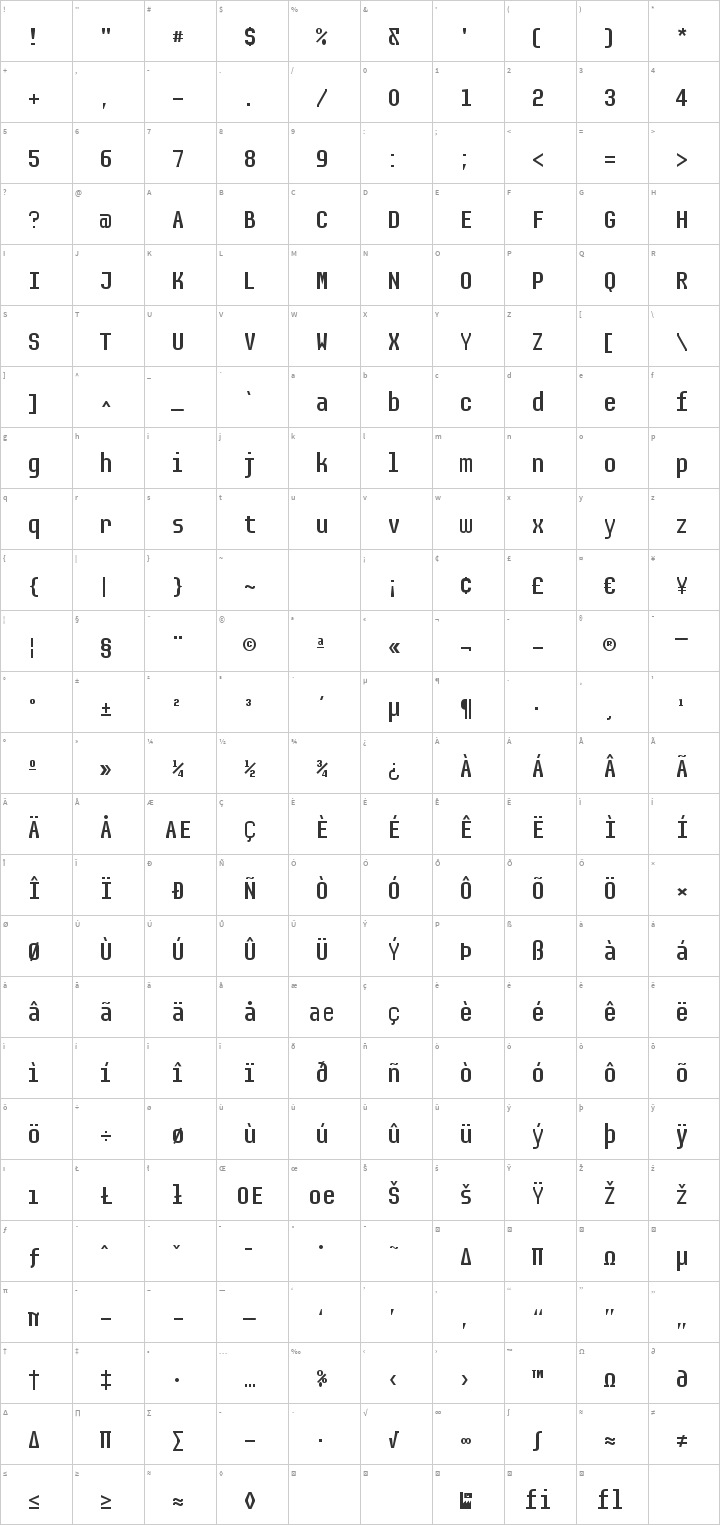 Audimat Mono Glyph Map